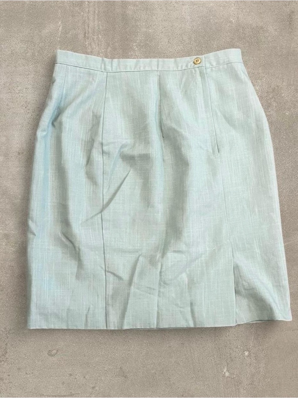 Muted Mint Pencil Skirt with Subtle Pleats - Women's Tailored Work Skirt